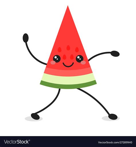 Cute Cartoon Dancing Watermelon Icon Isolated Vector Image