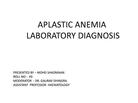 Solution Lab Diagnosis Aplastic Anemia Studypool