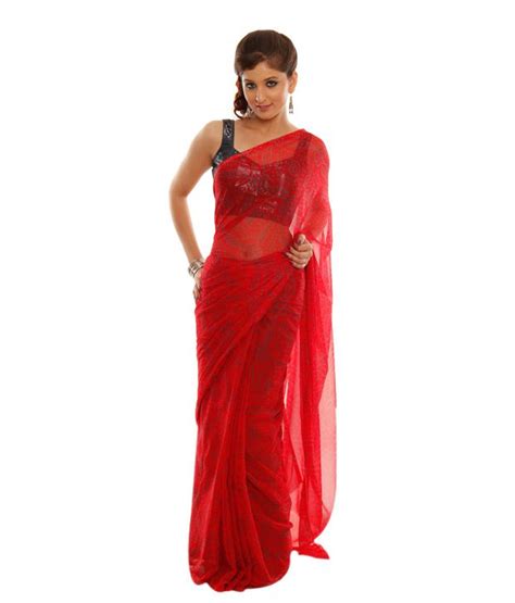 The Rajasthan Bandhej Sexy Red Printed Saree Buy The Rajasthan