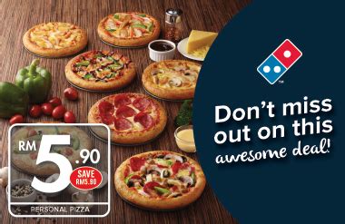 Nikmati adonan pizza dengan aneka pilihan jenis roti classic hand tossed, pan pizza, thin crust, new york, double decker, dan stuffed cheese n chilli crust. Dominos Personal Pizza RM5.90 (50% Discount) Take-away ...