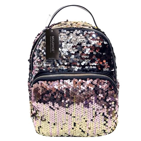 New Arrival Women All Match Bag Pu Leather Sequins Backpack Girls Small Travel Princess Bling