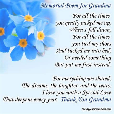 Memorial Poems For Grandma Poems To Read For Grandmas Funeral