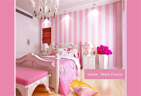 Nursery Baby Pink Room Wall Decoration Pink Striped Wallpaper