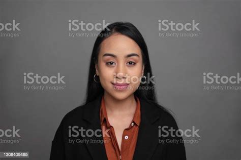 Headshot Portrait Of A Young Filipino Woman Stock Photo Download