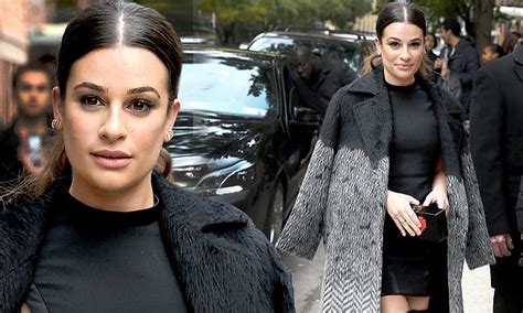 lea michele shows off legs in sexy over the knee boots in nyc daily mail online