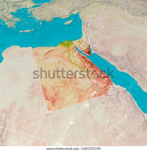 Physical Map Reliefs Egypt 3d Map Stock Illustration 1365291590