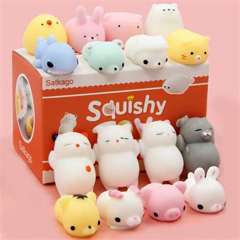 Mochi Squishy Toys Satkago 20 Pcs Mini Squishies Mochi Animals Stress