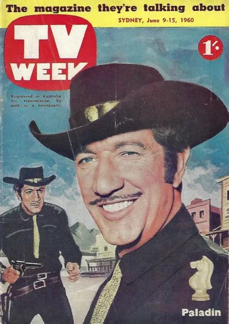 Rare 1960 Paladin Tv Week Guide Regional Richard Boone Have Gun Will
