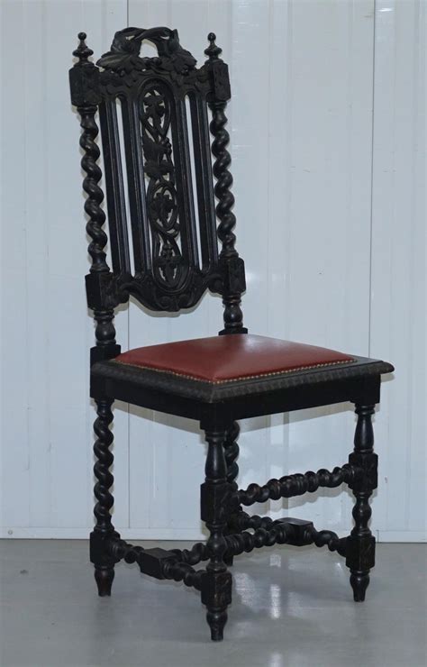 Buy your next dining room tables and chairs or kitchen furniture sets from gothic cabinet craft and see the difference that real wood furniture makes! Four Victorian Carved Oak Dining Chairs Leather Upholstery ...