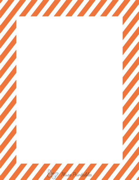 Printable Orange And White Diagonal Striped Page Border