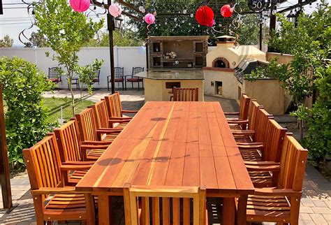 There are really great patio projects you can do on your own. Redwood Patio Table: Custom Made Redwood Dining Tables