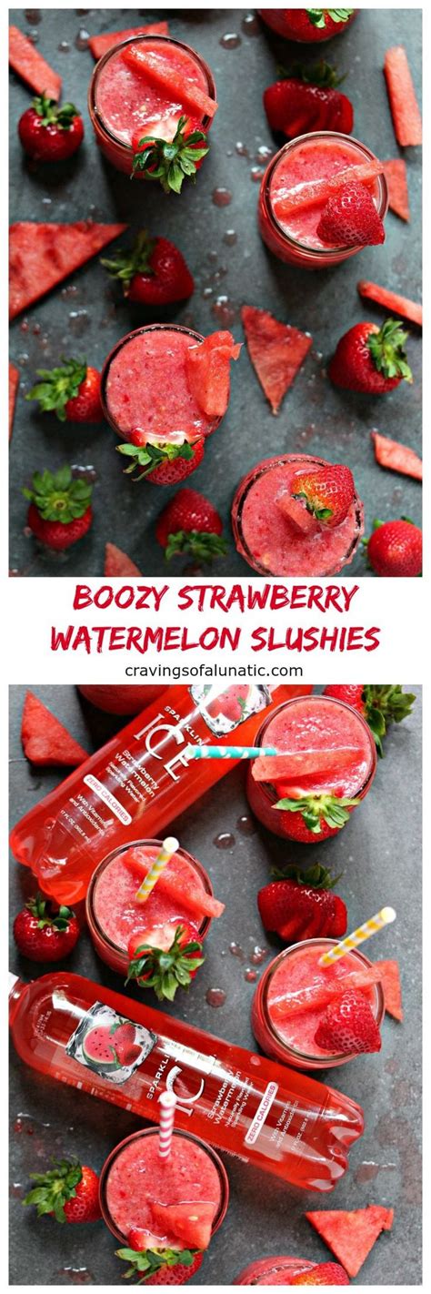 Boozy Strawberry Watermelon Slushies From These
