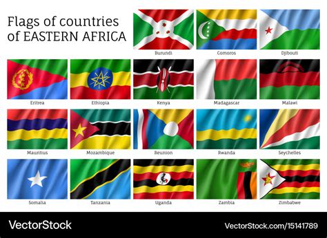 Waving Flags Of East Africa Royalty Free Vector Image