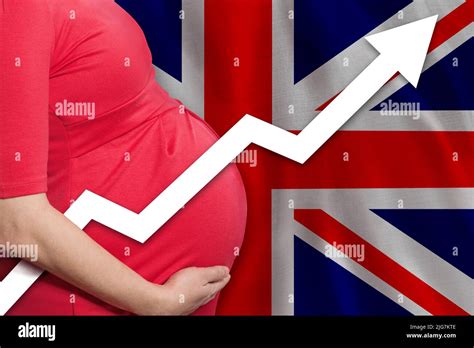 British Pregnant Woman On Flag Of United Kingdom Background Birth Rate