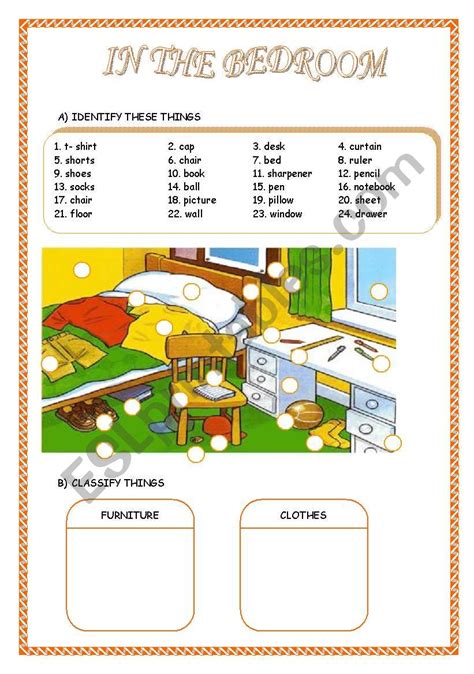 In The Bedroom Esl Worksheet By Sandramendoza