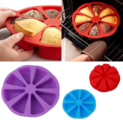 JX LCLYL Silicone 8 Cavity Portion Cake Mold Slices Pastry Pizza Pan ...
