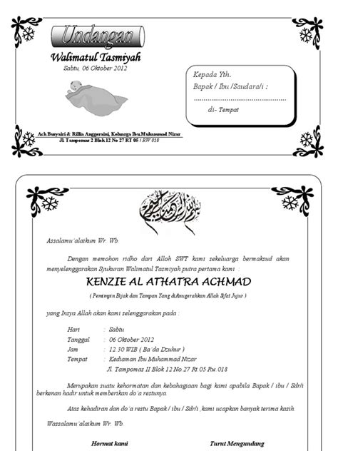 Itulah macammacam template undangan pernikahan sederhana gratis format ms word (filetypedoc) yang bisa anda edit dengan sangat mudah di aplikas word tersebut. undangan aqiqah yang bisa di edit - wood scribd indo