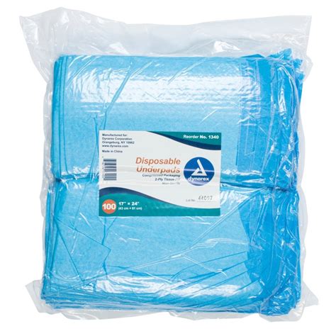 Dynarex 2 Ply Tissue Fill Underpad 17 X 24 Inch Dimensions Size Bag