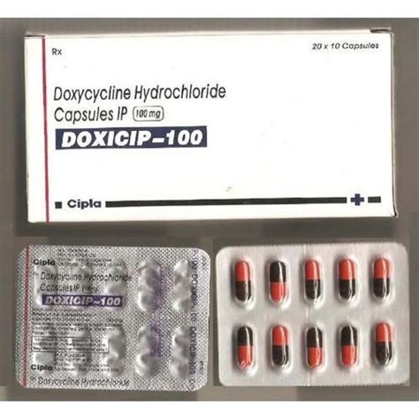 Doxicip 100 Doxycycline Hydrochloride 100mg Capsules 10 Capsules Rs