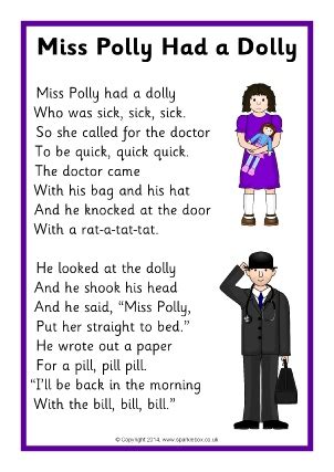 Miss polly had a dolly. Printable Nursery Rhyme Song Lyric Sheets - SparkleBox