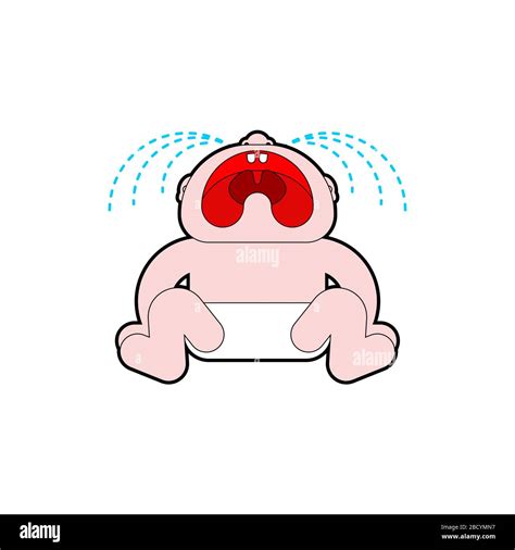 Crying Baby Isolated Little Child Cry Vector Illustration Stock