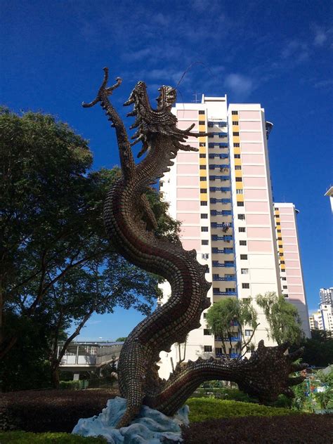 Dragon Fountain Whampoa Drive Singapore Moonlit