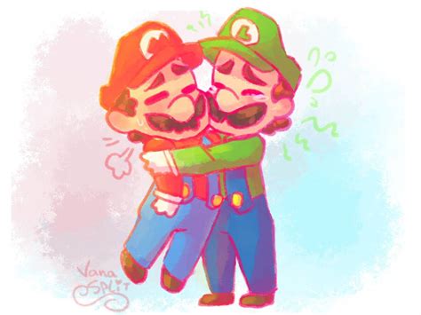 Brothers Hug Commission By Vanabananasplit Super Mario Art Mario