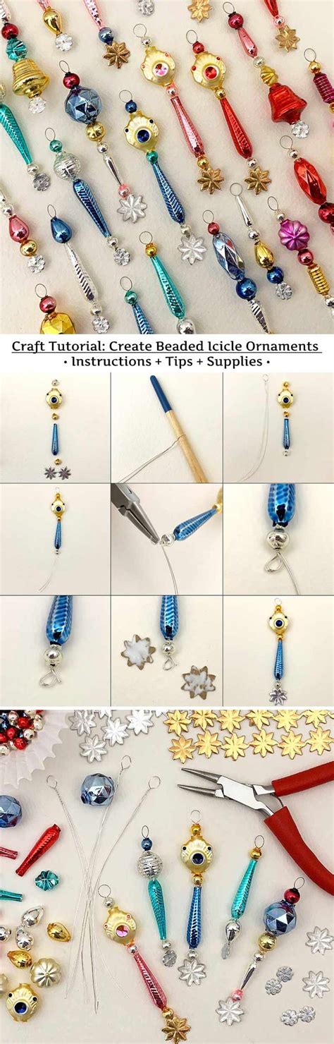 Christmas Ornament Craft Tutorial How To Make Beaded Icicle Ornaments