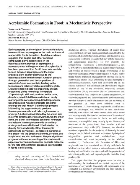 This draft guidance, when finalized, will represent the food and drug administration's (fda's) current thinking on this topic. (PDF) Acrylamide Formation in Food: A Mechanistic Perspective