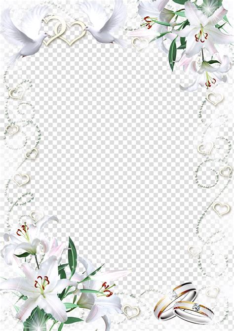 White Flowers And Silver Colored Ring Border Frame Mood Frame