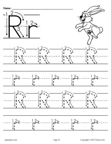 Free Printable Letter R Tracing Worksheet With Number And Arrow Guides