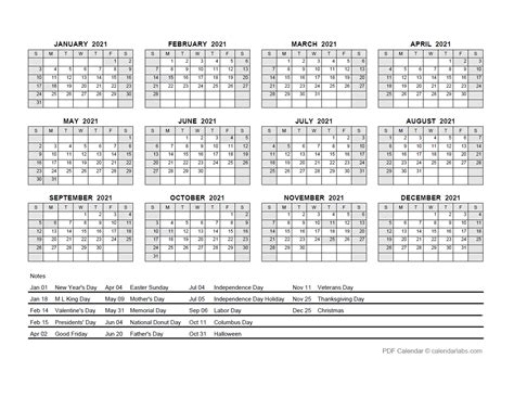 Download 2021 and 2022 pdf calendars of all sorts. 2021 PDF Yearly Calendar With Holidays - Free Printable ...
