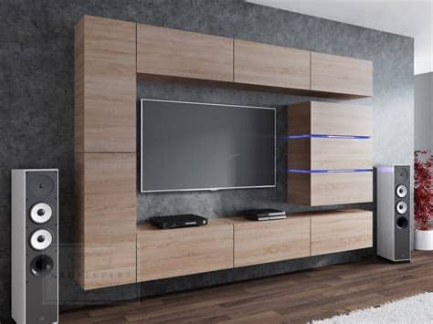 Startseite » wohnzimmer » wohnwände » wohnwand flow grau hochglanz/ weiß mediawand medienwand design modern led beleuchtung mdf hochglanz hängewand hängeschrank fox tv wand. KAUFEXPERT - Wohnwand Shine Sonoma Eiche 284 cm Matt ...