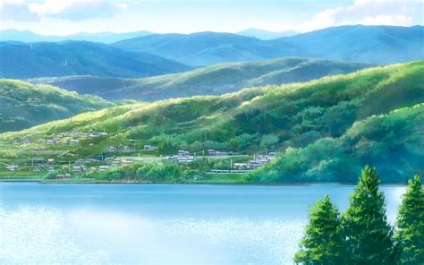 Anime Your Name Lake Kimi No Na Wa Itomori Anime Mountain Horizon