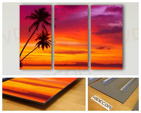 Palm Trees On Tropical Beach At Sunset Wall Art Multipanel Triptych