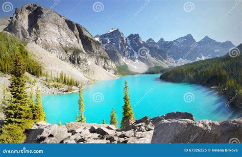 Canada Landscape Mountains Moraine Lake Stock Image Image Of Rocky