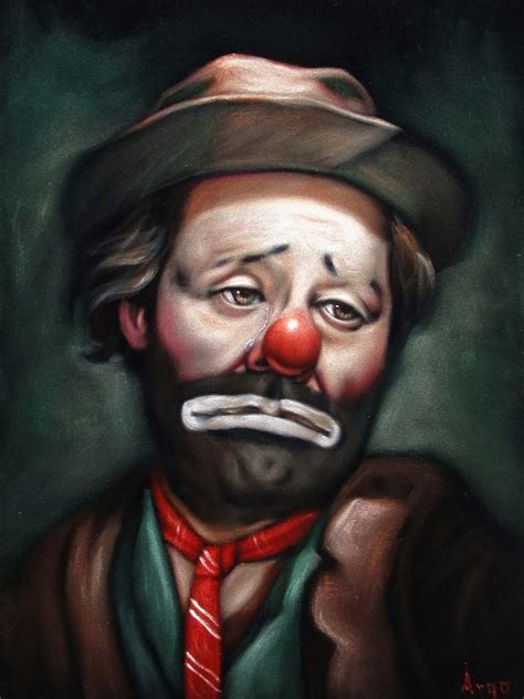 Emmett Kelly Hobo Clown Face Portrait Art Black Velvet Oil Painting