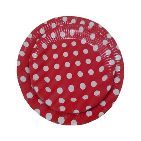 Christmas Red And White Polka Dot Dinner And Dessert Plates Pack Of Includes Inch