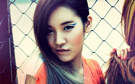 Wallpaper Face Women Model Long Hair Red Asian Blue Black Hair Fashion Fence Korean