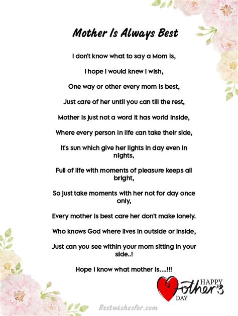 Touching Mothers Day 2023 Poems In English Best Wishes