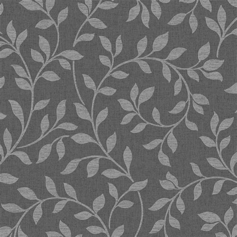 Torino Leaf Wallpaper Black Silver Fd40236 Wallpaper
