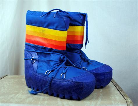 Vintage 80s Rainbow Moon Boots Size Womens 9 10 Etsy Moon Boots