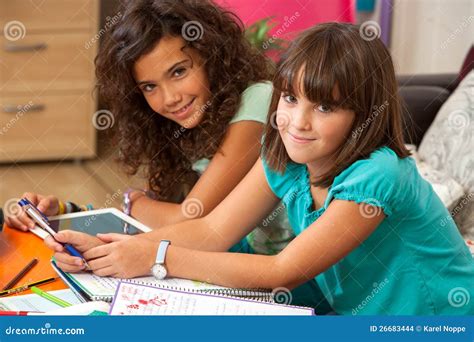 Teenagers Doing Homework At Home Stock Photo Image Of Beautiful