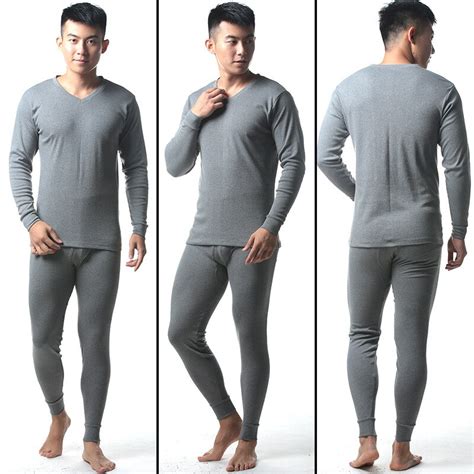 2017 hot winter mens cotton v neck warm thermal underwear mens long johns sets comfortable long