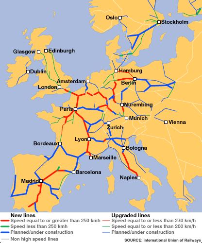 Map Of Europe With Rail Lines Map Of World