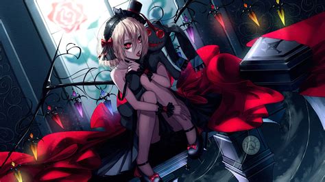 Download 1920x1080 Wallpaper Flandre Scarlet Touhou Anime Girl Red