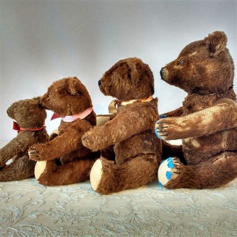 Rare Vintage Steiff Original Teddy Bears In Dark Brown Check Out Their