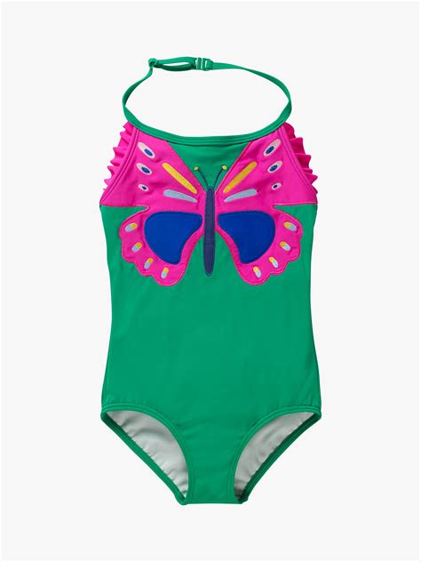 Mini Boden Girls Butterfly Appliqué Swimsuit Forest Green At John