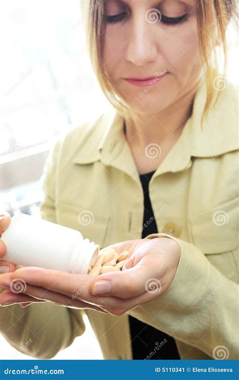 mature woman with pills stock image image of medication 5110341