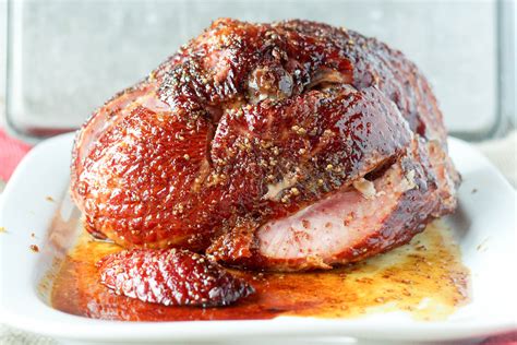 Oven Baked Smoked Ham With Bourbon And Mustard Glaze Very Easy Holiday Entree Smoker Recipes